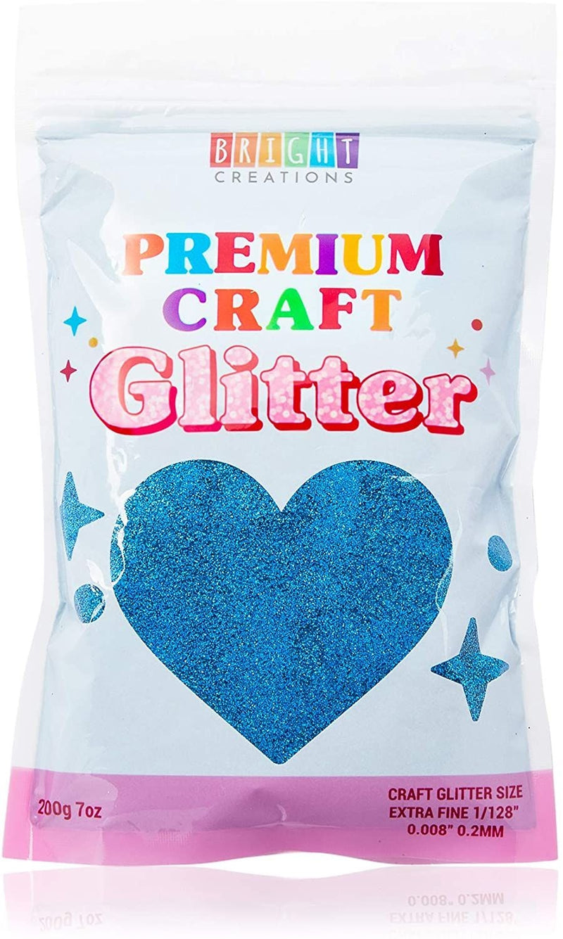 7 Ounces/200 Grams Fine Holographic Glitter Powder, 0.2mm Loose Glitter Flakes for Arts and Crafts, Makeup and Nail Art, Flamboyant Polychromatic Paint Additive (Blue)