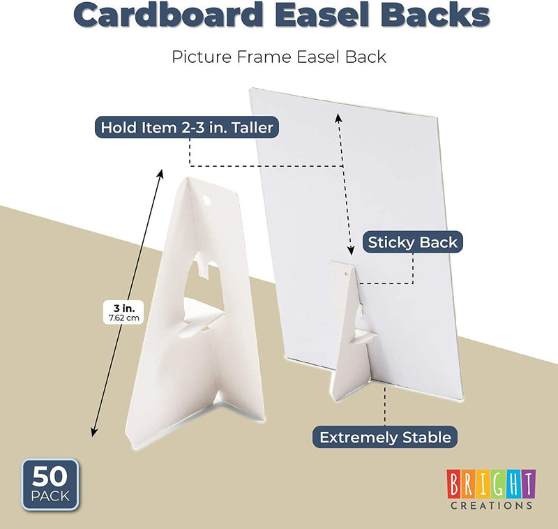Bright Creations Mini Cardboard Easel Backs, Picture Frame Easel Back (50 Pack) (3 Inch)