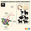 30 Pack Hanging Animal Ornaments Set, Scratch Paper Art Kit for Kids, Decorations