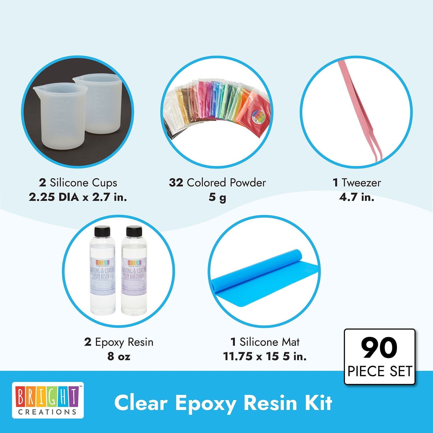 Epoxy Resin Cups Set of 2pcs 3.4oz Measuring Cups, 20pcs 2oz Small Cups,50pcs  Mixing Cups with Sticks, Dropping Pipette, Tweezers and Finger Cots