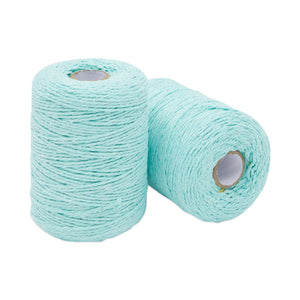 Turquoise Cotton Twine, String for Crafts, Macrame, Gifts (2mm, 218 Yards, 2 Spools)