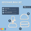 Bright Creations Keychain Bulk Set, Swivel Hooks, D Rings and Slide Buckles (Silver, 72 Pieces)