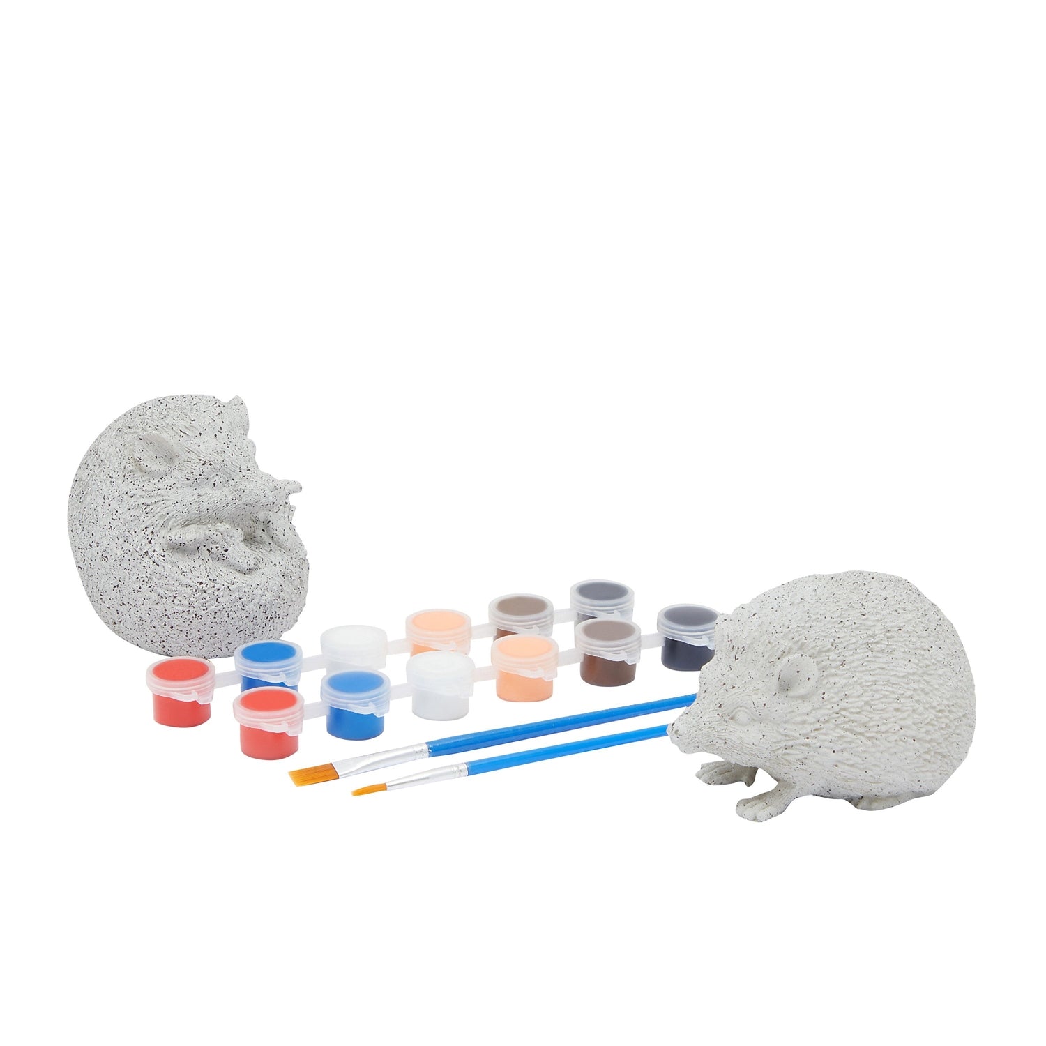 Hedgehog Rock Painting Kit for Adults and Kids, DIY Ceramic Crafts Figurines with Brushes, Paint Strips, 16 Pieces, Size: 3 x 3.25 x 3