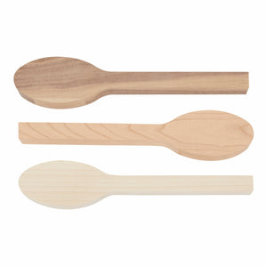 3 Pieces Blank Wood Carving Spoons for Whittling, Basswood, Cherry Wood, Walnut Wood, 10.3 Inches