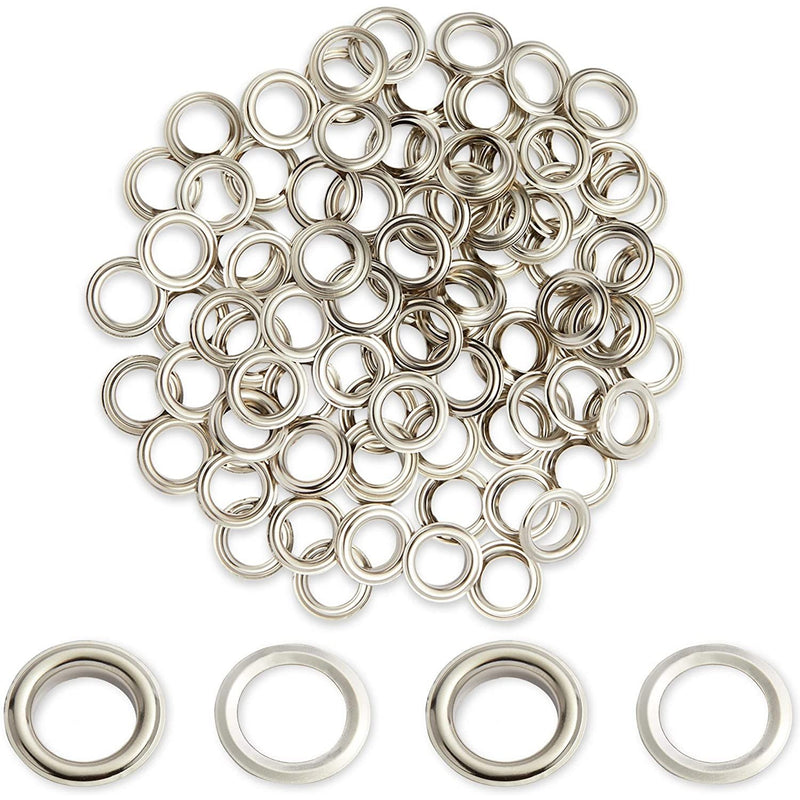 Silver Grommets, Eyelet Rings (0.8 Inch, 100 Pieces)