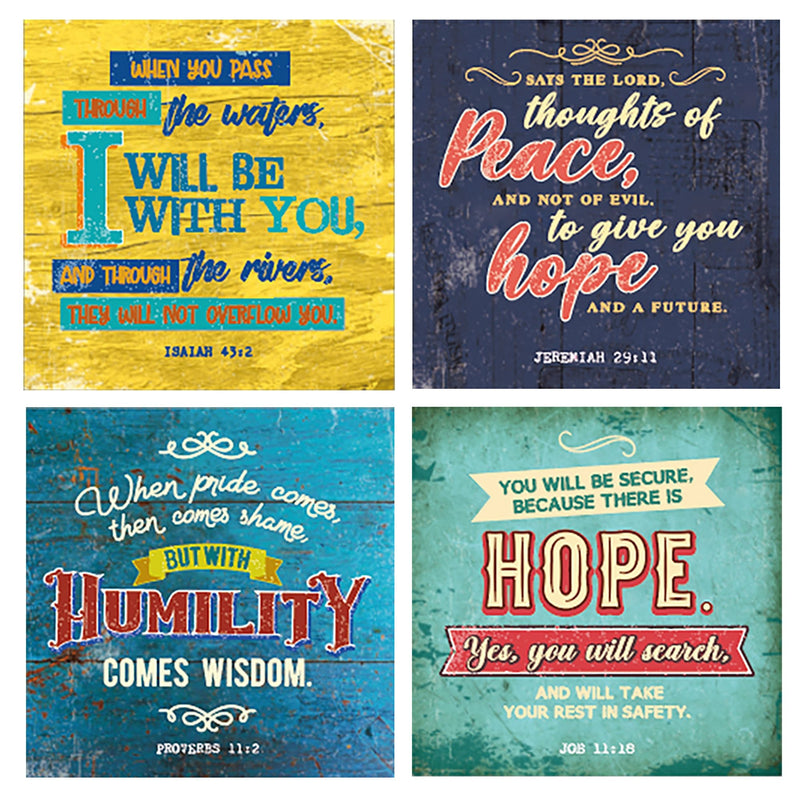 12 Pack Christian Motivational Bible Verse Posters - 12x12 Religious Inspirational Scripture Wall Art for Classroom School Church Decoration