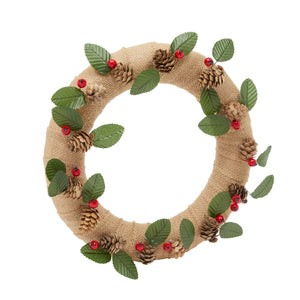 Craft Foam DIY Wreath Forms, Pinecones, Berries, Leaves, Burlap Ribbon (3 Sizes, 76 Pieces)