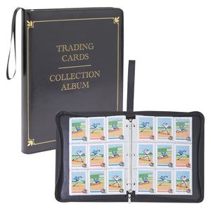 9 Pocket Leather Card 3 Ring Trading Card Binder for Baseball, Gaming, and Sports Cards, 30 Pages, Holds 540 Cards (14 x 11 In)