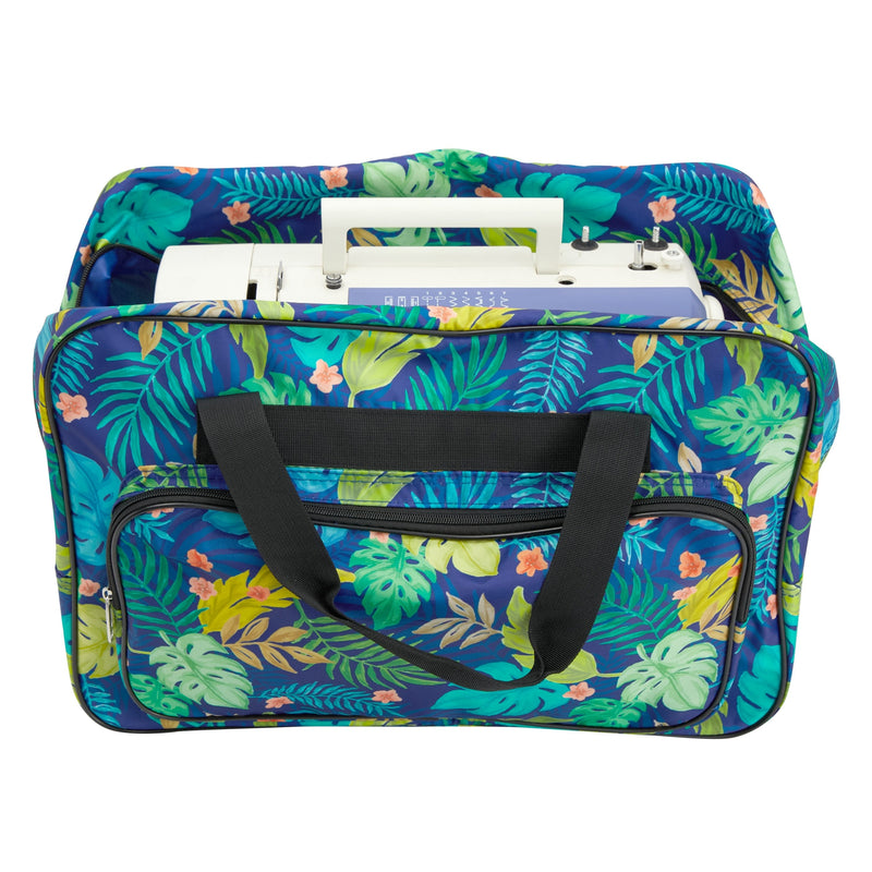 Tropical Leaves Sewing Machine Carrying Case and Accessories Organizer (18.1 x 9.4 x 12.2 In)