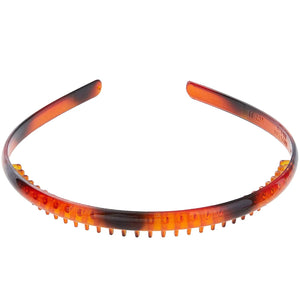 24 Pack Tortoise Shell Plastic Skinny Headbands with Teeth for Women Girls, Brown Thick Thin Hairbands Hair Accessories, 6 Designs