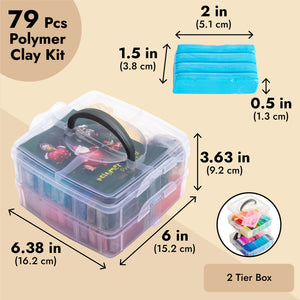 79 Piece Polymer Clay Starter Kit, Oven Bake Modeling Clay with Sculpting Tools, Earring Making Kit, 50 Colors