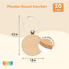 Round Wooden Keychain Blanks for DIY Key Ring Crafts (2.9 x 1.5 x 0.3 In, 20 Pack)