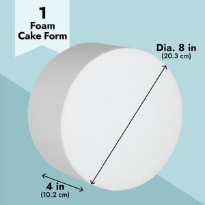 8 Inch Round Cake Dummy, Foam Cake Form (White, 8x4 Inches)
