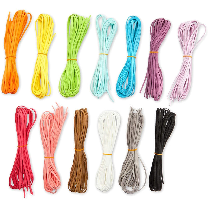 Suede Cord, String for DIY Jewelry Making, Crafts (13 Colors, 100 Yds, 91 Pieces)
