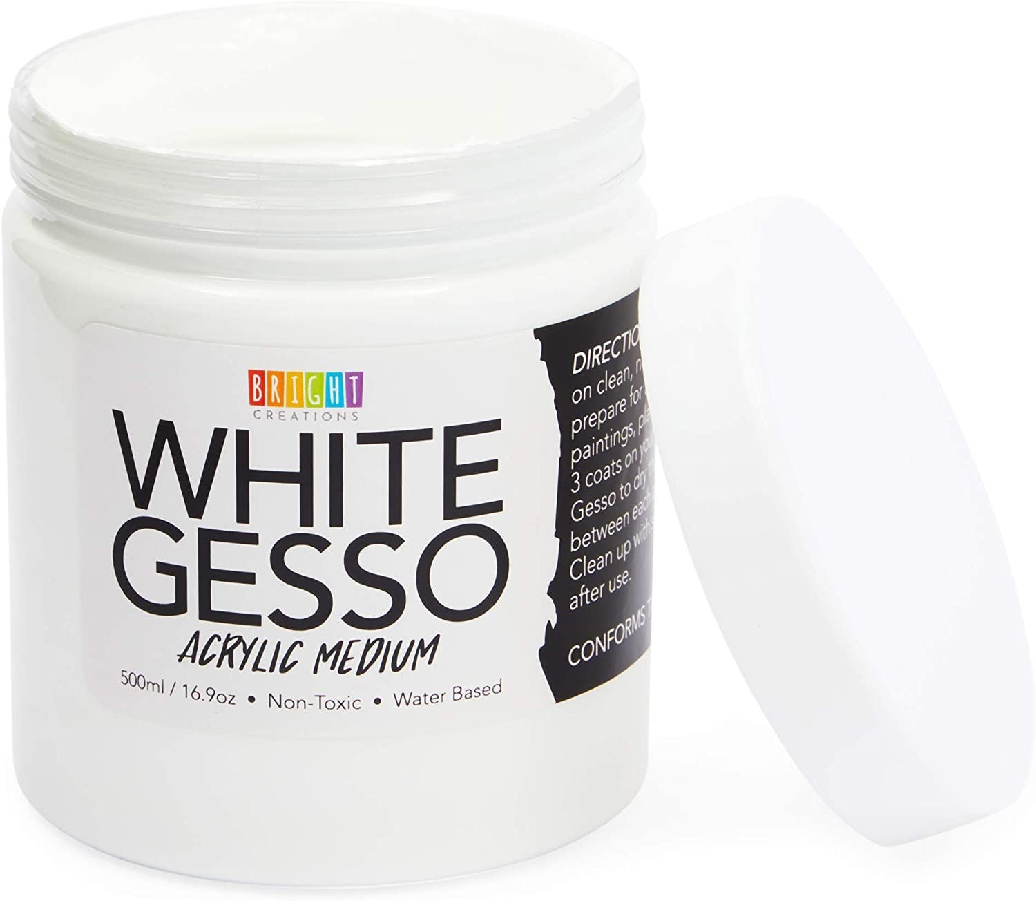 17oz White Gesso Canvas Primer for Painting, Acrylic Paint Medium