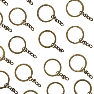 100 Pack Antique Bronze Split Keyrings with Chain Bulk 1.2" for Home Car Key Crafts