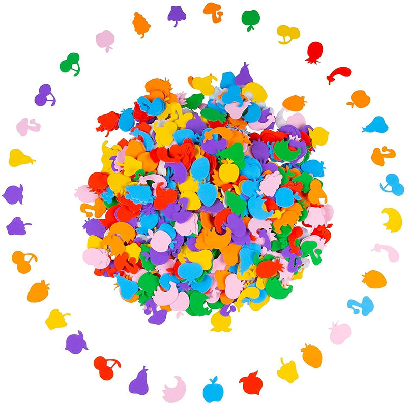 Foam Stickers - 700-Piece Self-Adhesive Foam Shapes, Fruit Shape Kids DIY Arts and Crafts Supplies, Multicolored