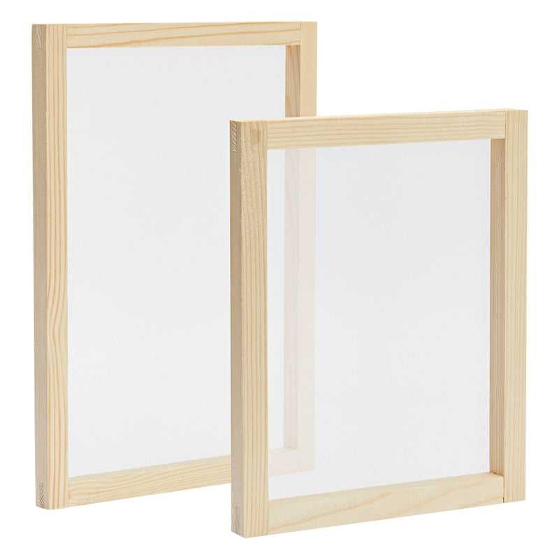 2-Piece Wood Silk Screen Printing Frame for Beginners and Kids, 110 White Mesh, 8x10, In 10x14 In Frames