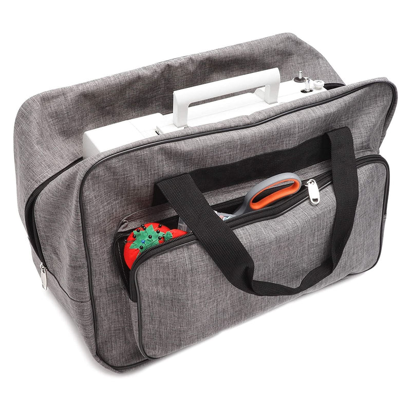 Gray Sewing Machine Carrying Case, Universal Tote Travel Bag Compatible with Most Standard Machines (18 x 10 x 12 In)