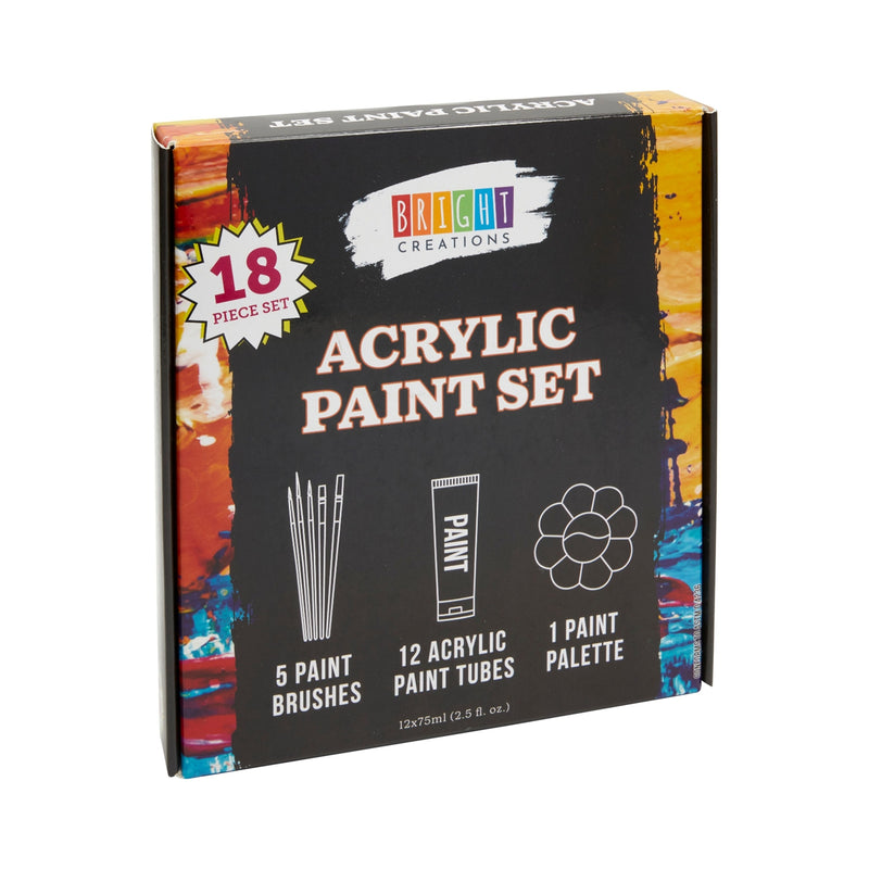 Acrylic Paint Set for Kids with Brushes and Palette (12 Colors, 18 Pieces)