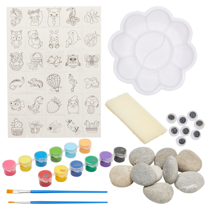 Painting Rocks Set for Kids with Paint, Brushes, Stencils, Googly Eyes (53 Pieces)