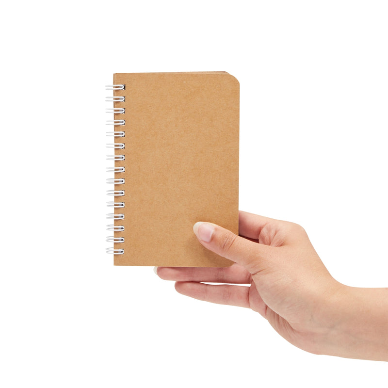 Mini Kraft Notebooks, Unlined A6 Spiral 90-Sheet Plain Journal (3.5x5.5 In, 6 Pack)