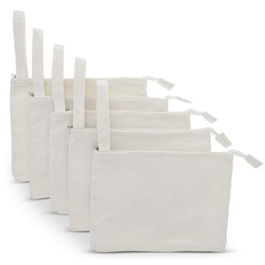 DIY White Cotton Cosmetic Makeup Zipper Pouch (8 x 11 in, 5 Pack)