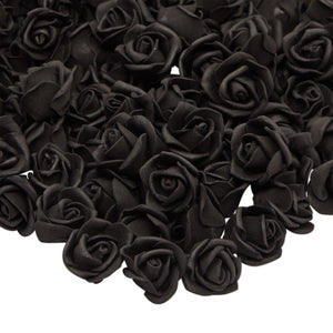 Mini Black Roses for Crafts, Artificial Flower Heads for Decoration (1 In, 200 Pack)