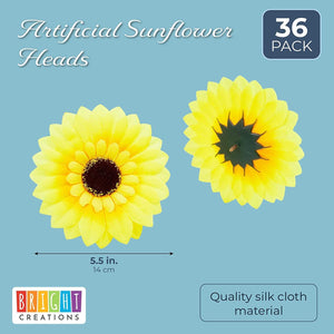 Bright Creations Artificial Silk Sunflower Heads for Decorations (36 Pack)