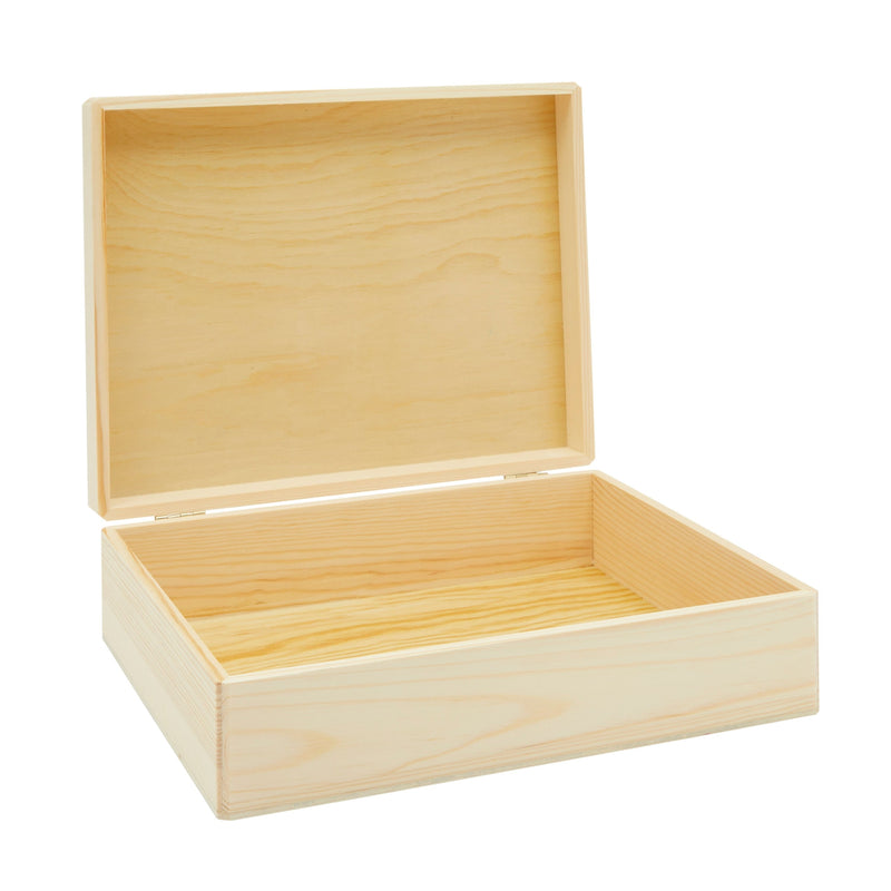 Unfinished Wooden Jewelry and DIY Crafts Storage Box (9 x 12 x 3.3 In)