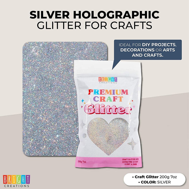 Silver Gold Glitter Powder for Resin Crafts, Rainbow Dip Glitter for Nail Polish, Slimes, Tumbler, 200g, 7 oz