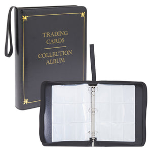 9 Pocket Leather 3 Ring Trading Card Binder for Baseball, Gaming, and Sports Cards, 50 Pages, Hold 900 Cards (14 x 11 In)