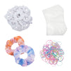 24 Pack White Cotton Scrunchies, 130 Pieces Tie Dye Party Kit, Hair Elastic for Girls Women Ponytail