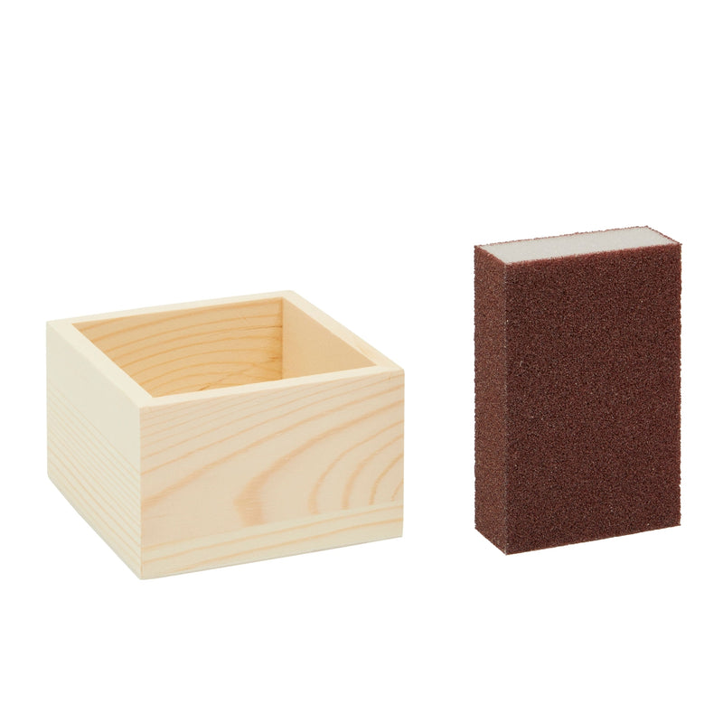 10 Unfinished Small Wooden Boxes for Crafts with 1 Sanding Sponge (4 In, 11 Pieces)