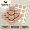 24 Pack Candle Jars for Making Candles 4oz, Bulk Empty Tins with Lids and Labels for DIY Crafts, Gifts (Rose Gold, 3x2 in)