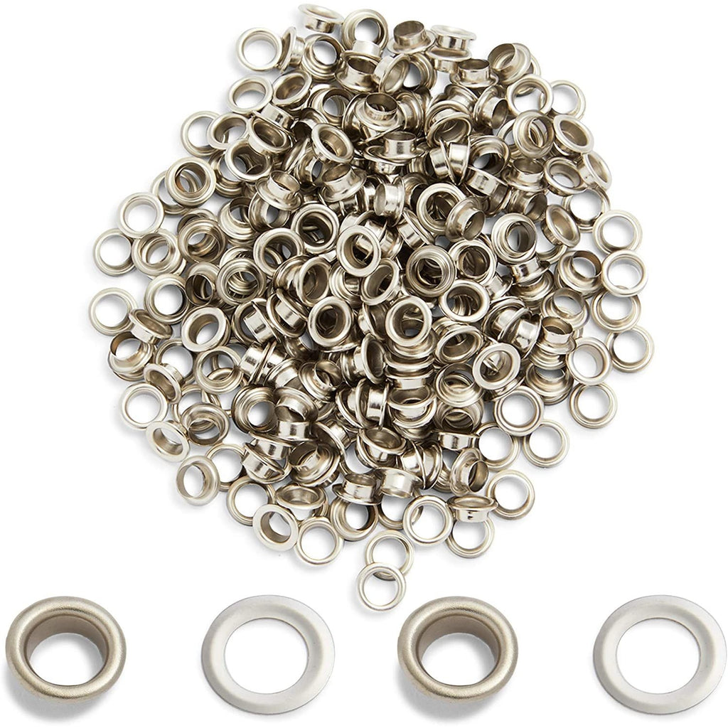 Silver Brass Grommets, Eyelet Rings (0.4 Inch, 300 Pieces)