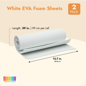 2-Pack EVA Foam Roll, 13.7x39-Inch 3mm Thick High-Density Foam Sheets for Arts and Crafts Supplies, Cosplay Costumes and Custom Crafted Armor, Formable Foam for Crafting (White)