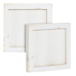 6 Pack White Washed Craft Wood Board Panels with Hardware Included for DIY Signs, Paintings (5 x 5 In)