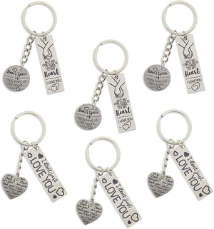 Couples Keychains for Him and Her, I Love You in 2 Designs (6 Pack)