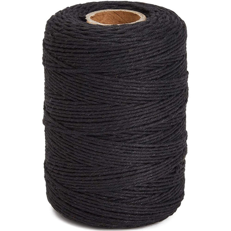 2mm Black Cotton String for Crafts, Gift Wrapping, Macrame (218