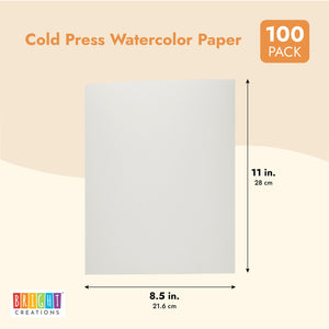 100 Sheets Cold Press Watercolor Paper for Artists, Beginners (8.5 x 11 In)