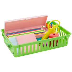 8 Pack Colorful Storage Bins for Classroom - Small Plastic Baskets for Organizing Shelves, Arts, Crafts, Desks, Toys (4 Colors, 10.3x6.5x2.3 in)