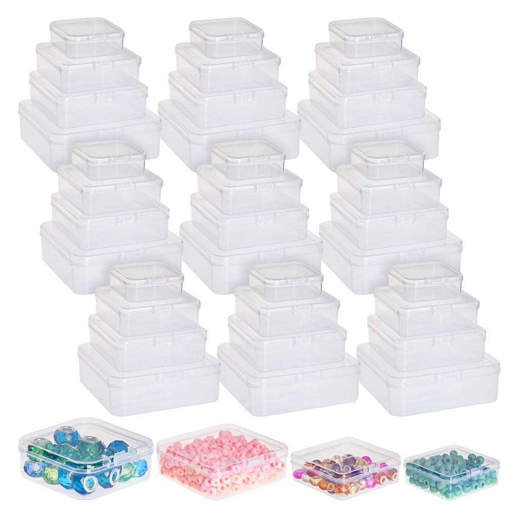 40 Piece Empty Square Mini Storage Containers with Lids for Crafts, Jewelry, Board Game Storage (4 Sizes)