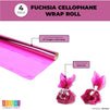 Clear Fuchsia Cellophane Wrap Roll, 17 Inches x 10 Feet (4 Rolls)