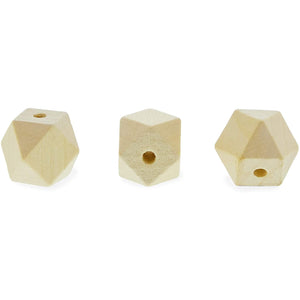 100-Pack 20mm Natural Geometric Wooden Beads with Threading Holes, 0.79-Inch Wood Shapes for Jewelry Making, Prayer Beads, Scoring Wire, Crafting and Art Supplies