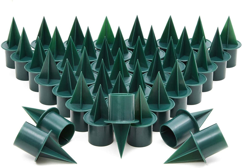 40-Pack Green Plastic Candle Holder Stakes - 1-inch Picks for Floral Arrangements, Wedding Table Centerpieces