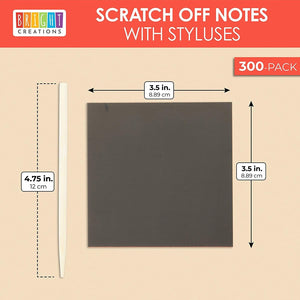 Rainbow Scratch Off Notes with 2 Wood Styluses Sticks (Red, 3.5 in, 300 Sheets)