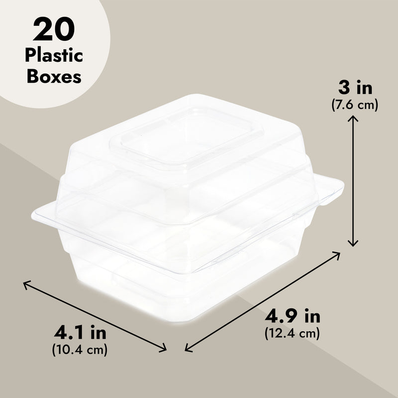 20-Pack Corsage Plastic Box for Flowers - Clear Boutonniere Box Wedding Craft Container (4.9x4.1x3 inch)