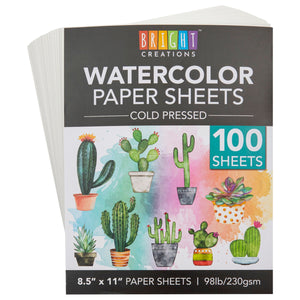 100 Sheets Cold Press Watercolor Paper for Artists, Beginners (8.5 x 11 In)