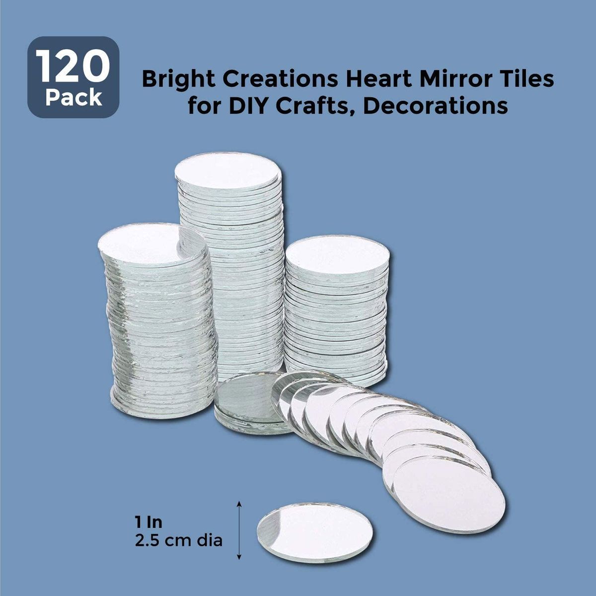 1 Inch Mirror Tiles for Crafts, 120 Pack Small Square Glass for Home Wall  Decor, Mosaics